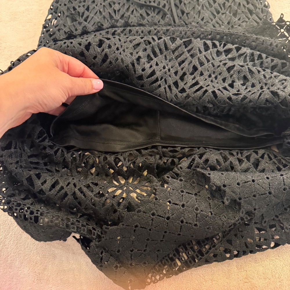 The Clothing Company Crochet Swim Cover Bell Sleeve Maxi Dress Witchy Boho Sz M - Picture 14 of 16